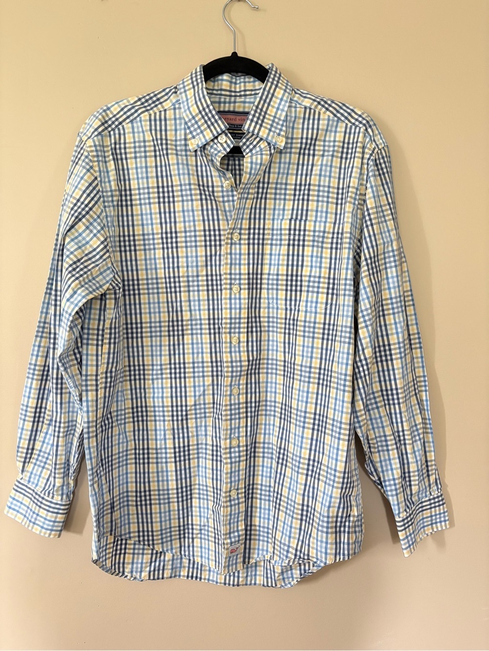 Vineyard Vines Murray Shirt 100% Cotton Mens Small Blue Check Classic Fit